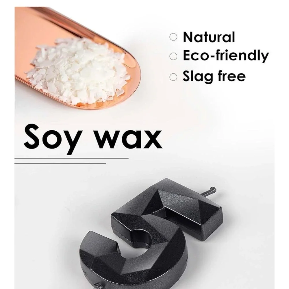 80 Birthday Candle Black Number Eighty Cake Topper Party Decoration Soy Wax